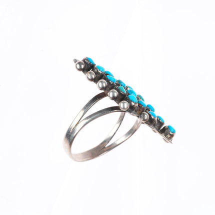 sz7 vintage Zuni sterling silver 3 row turquoise snake eye ring