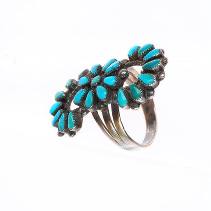 sz7.5 vintage Zuni sterling silver petit point turquoise openwork ring