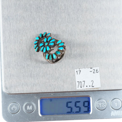 sz7.5 vintage Zuni sterling silver petit point turquoise openwork ring