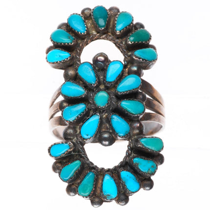 sz7.5 vintage Zuni sterling silver petit point turquoise openwork ring