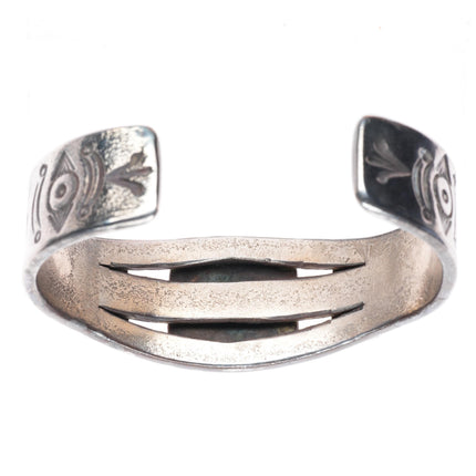 7.5" 40's-50's vintage Navajo sterling silver green turquoise cuff bracelet