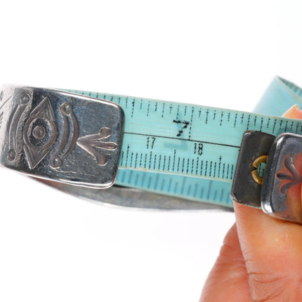 7.5" 40's-50's vintage Navajo sterling silver green turquoise cuff bracelet