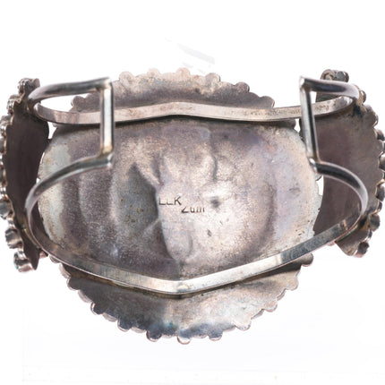 6.6" Lebert Louise Kaskalla Zuni sterling silver turquoise cluster cuff bracelet