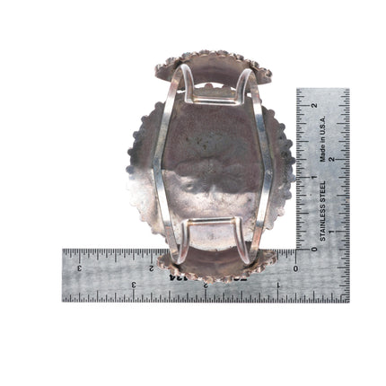 6.6" Lebert Louise Kaskalla Zuni sterling silver turquoise cluster cuff bracelet