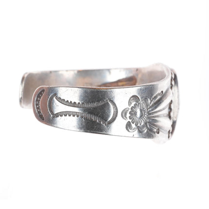 6.5" 1920's-30's Antique Navajo Ingot silver cuff bracelet Royston turquoise