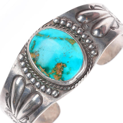 6.5" 1920's-30's Antique Navajo Ingot silver cuff bracelet Royston turquoise