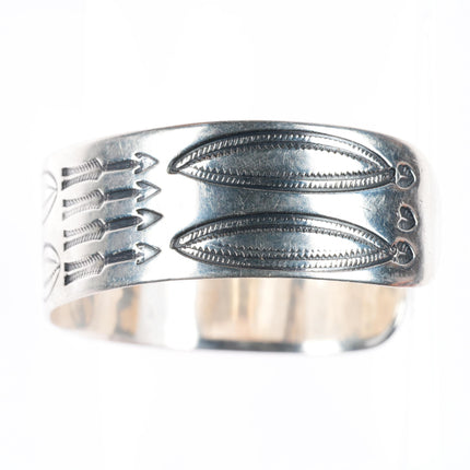 7.3" Antique Navajo ingot silver arrow stamped cuff bracelet