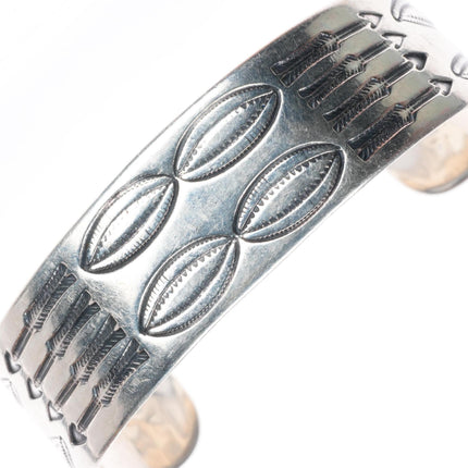 7.3" Antique Navajo ingot silver arrow stamped cuff bracelet