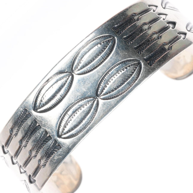 7.3" Antique Navajo ingot silver arrow stamped cuff bracelet