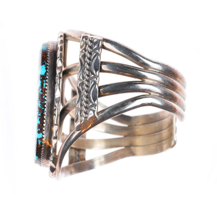 6" Davey Morgan Navajo vintage gorgeous turquoise sterling silver cuff bracelet