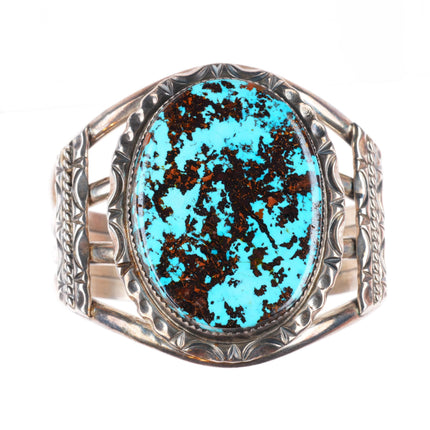6" Davey Morgan Navajo vintage gorgeous turquoise sterling silver cuff bracelet