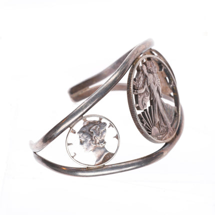 6.3" vintage southwestern sterling/US coin silver cuff bracelet