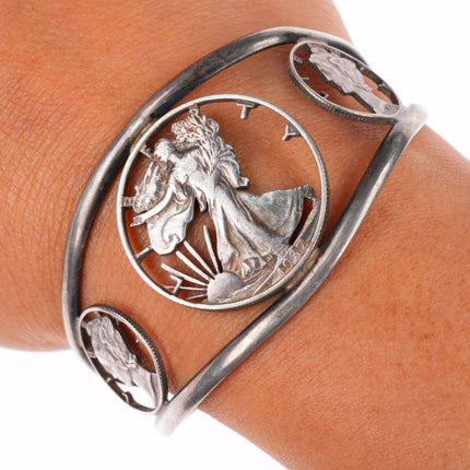 6.3" vintage southwestern sterling/US coin silver cuff bracelet