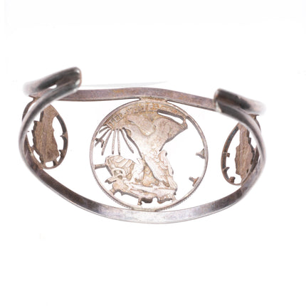 6.3" vintage southwestern sterling/US coin silver cuff bracelet