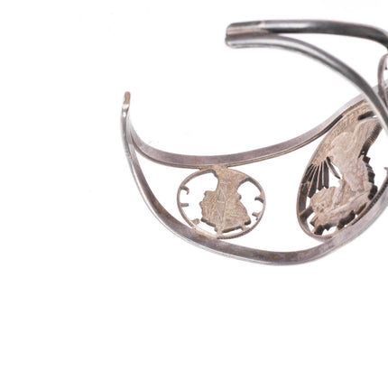 6.3" vintage southwestern sterling/US coin silver cuff bracelet