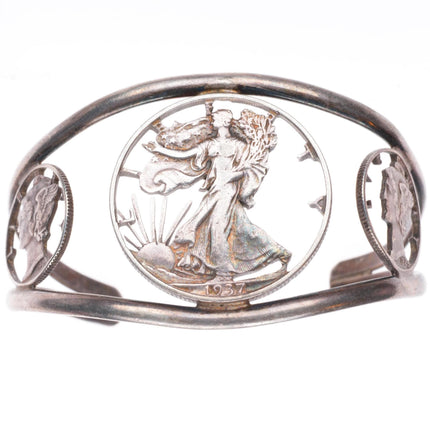 6.3" vintage southwestern sterling/US coin silver cuff bracelet