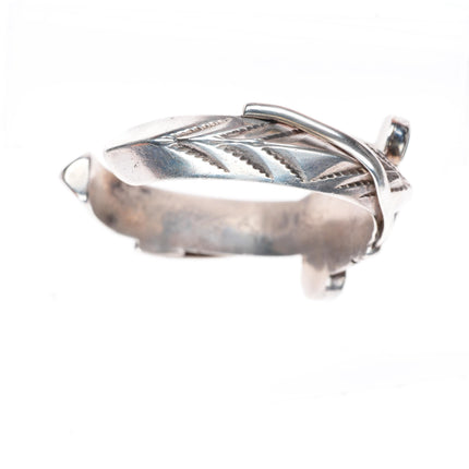 6.3" vintage Navajo sterling silver carinated cuff bracelet with #8 turquoise