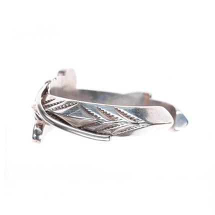 6.3" vintage Navajo sterling silver carinated cuff bracelet with #8 turquoise