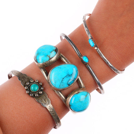4.5"-4.75" Vintage Kid/Baby Navajo sterling silver cuff bracelet collection lot