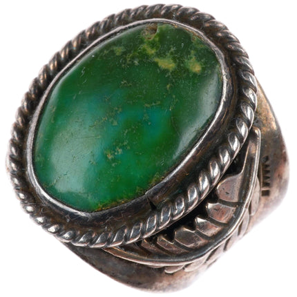 sz7.5 vintage Navajo Cerrillos "Greasy Green" Turquoise sterling silver ring