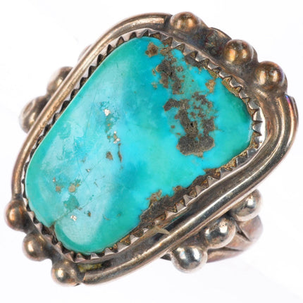sz8 vintage Navajo sterling silver ring with raindrop bead accents