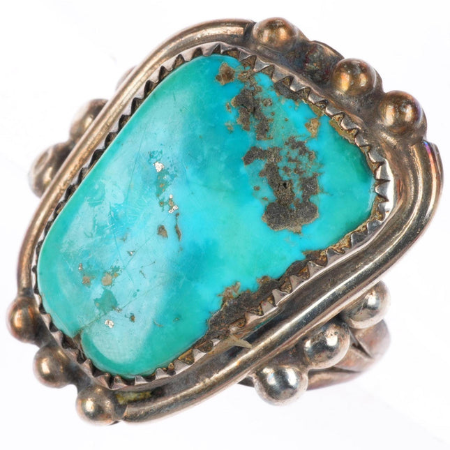 sz8 vintage Navajo sterling silver ring with raindrop bead accents