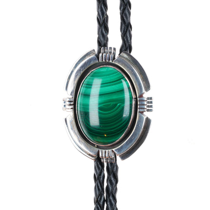 vintage Nakai Navajo sterling silver malachite bolo tie