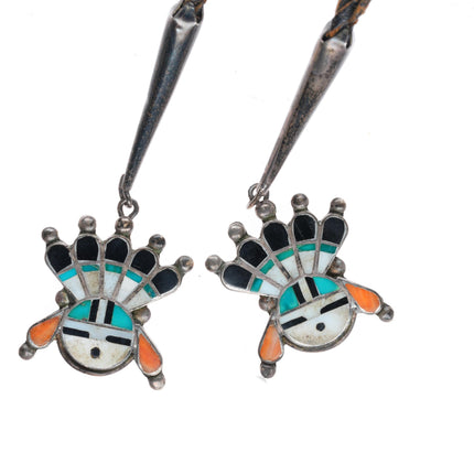 1940's-50's Vintage Zuni sterling silver sunface bolo tie with fancy tips