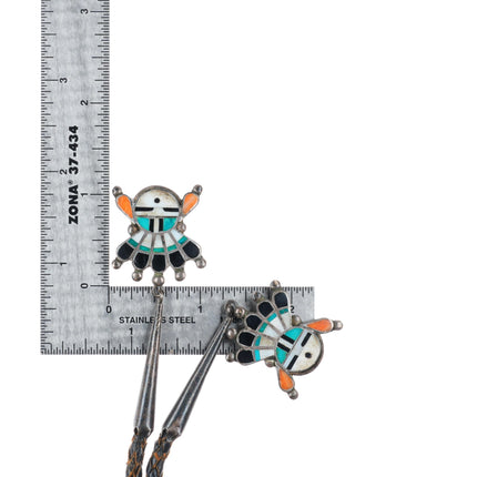 1940's-50's Vintage Zuni sterling silver sunface bolo tie with fancy tips