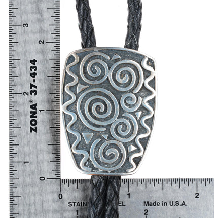 Anne Farella Sterling silver southwestern bolo tie with fancy tips