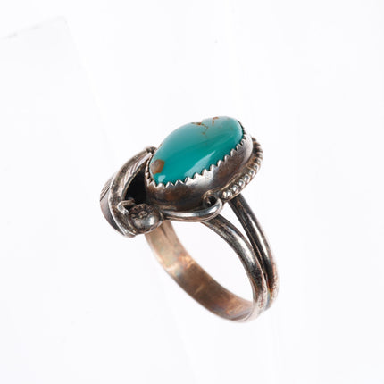 sz10 Dean Sandoval Jr Navajo sterling silver vintage ring with nice turquoise