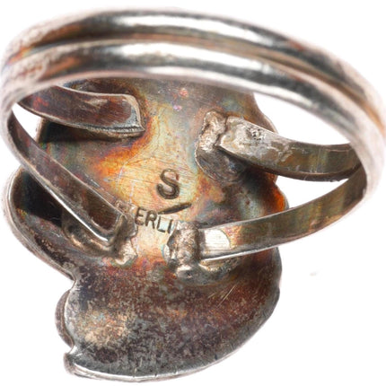 sz10 Dean Sandoval Jr Navajo sterling silver vintage ring with nice turquoise