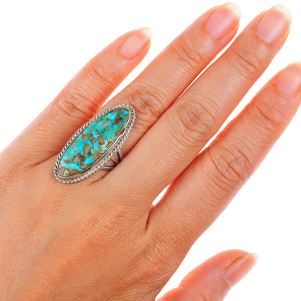 sz6 vintage Navajo quartz matrix Royston turquoise sterling silver ring