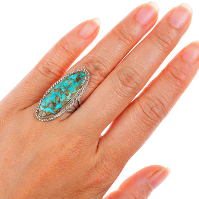 sz6 vintage Navajo quartz matrix Royston turquoise sterling silver ring
