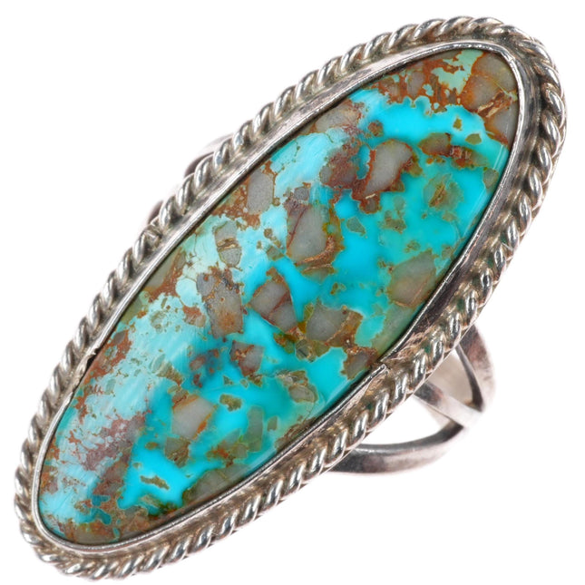sz6 vintage Navajo quartz matrix Royston turquoise sterling silver ring