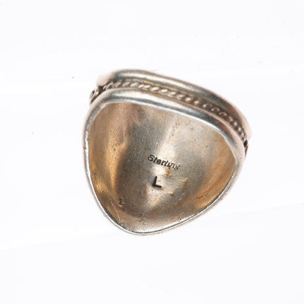 sz12 vintage L Navajo sterling silver and turquoise men's ring
