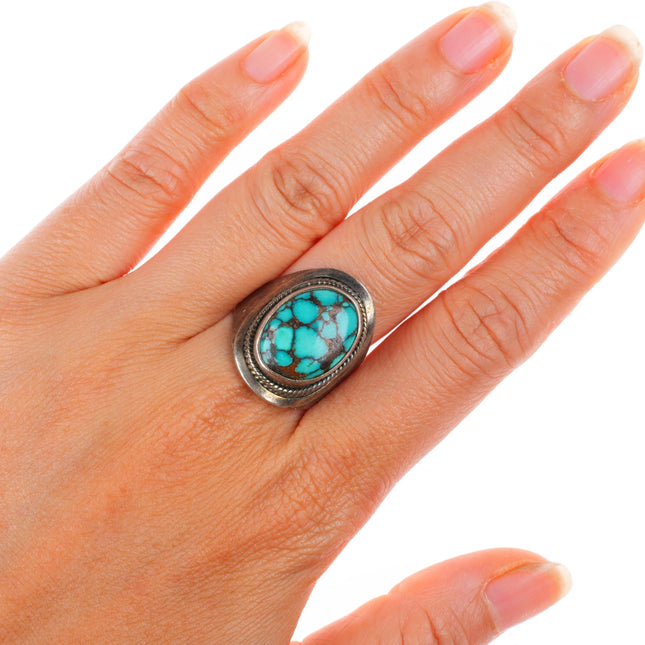 sz10 vintage high grade turquoise southwestern sterling silver ring