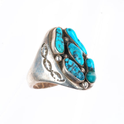 sz10.5 Howard Begay Navajo sterling silver turquoise cluster vintage ring