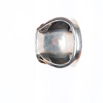 sz9 vintage high grade turquoise Navajo sterling silver ring twisted wire bezel