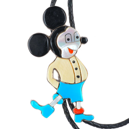 c1970 Carol Kee Navajo sterling silver Mickey Mouse Zunitoons bolo tie