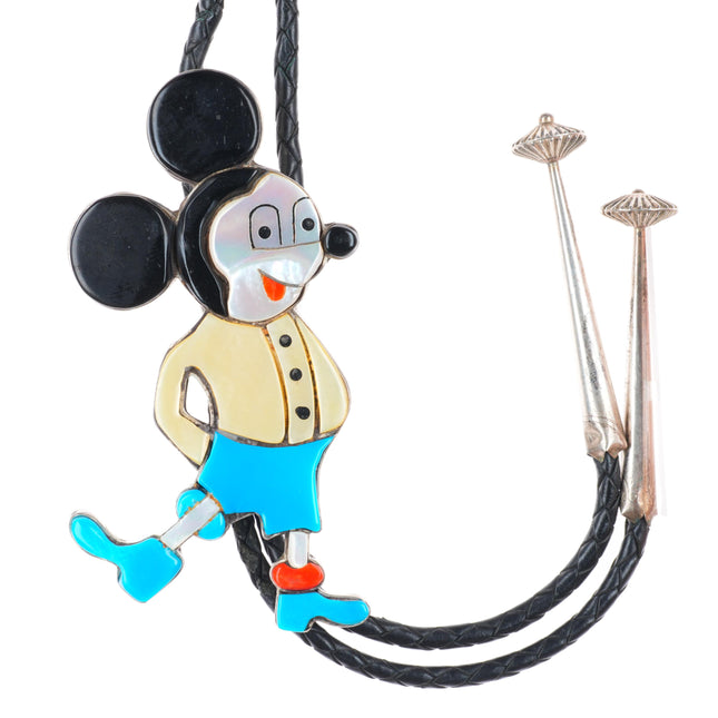 c1970 Carol Kee Navajo sterling silver Mickey Mouse Zunitoons bolo tie