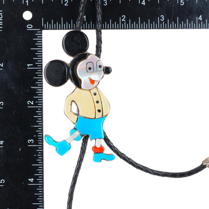 c1970 Carol Kee Navajo sterling silver Mickey Mouse Zunitoons bolo tie