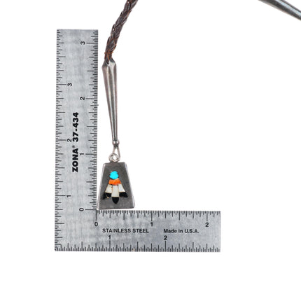c1960 c-31 vintage Zuni Knifewing intarsia inlay bolo tie with fancy tips