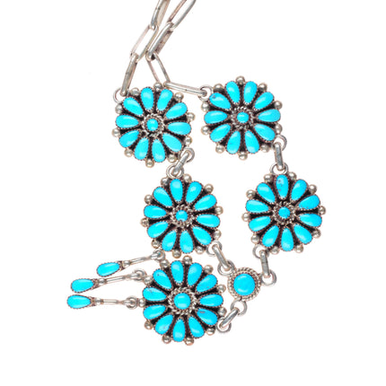 Lorraine Waatsa Zuni sterling silver cluster necklace and earrings set
