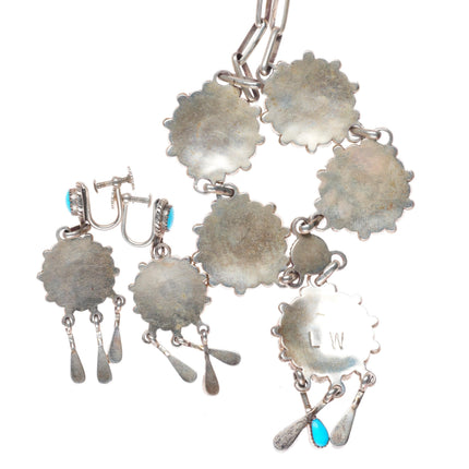 Lorraine Waatsa Zuni sterling silver cluster necklace and earrings set