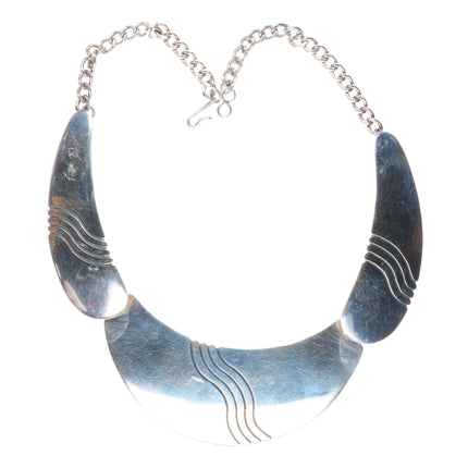 Lowell Draper Navajo White Hogan Shop Modernist sterling silver bib necklace
