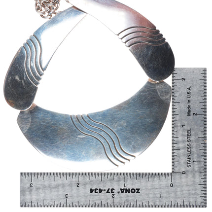Lowell Draper Navajo White Hogan Shop Modernist sterling silver bib necklace