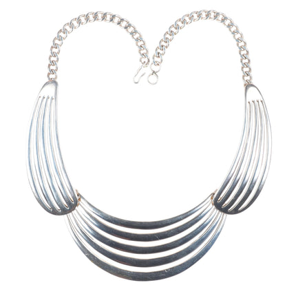 John G. Begay Navajo White Hogan Shop Modernist sterling silver bib necklace
