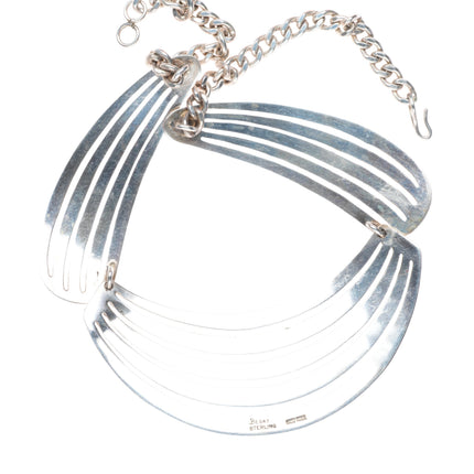 John G. Begay Navajo White Hogan Shop Modernist sterling silver bib necklace