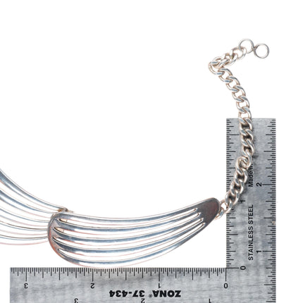 John G. Begay Navajo White Hogan Shop Modernist sterling silver bib necklace